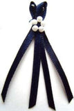 RB269 3mm Navy Satin Ribbon Bow with Pearls