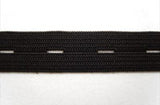 BHT07 16mm Black Buttonhole Elastic. - Ribbonmoon