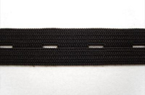 BHT07 16mm Black Buttonhole Elastic. - Ribbonmoon