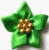 RB418 Emerald Green Poinsettia With Gold Beads - Ribbonmoon