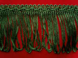 FT1874 55mm Hunter Green Looped Fringe on a Decorated Braid - Ribbonmoon