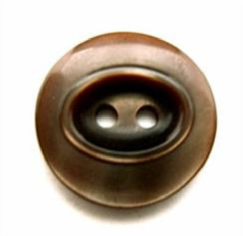 B13596 18mm Tonal Misty Brown Pealised Oval Centre 2 Hole Button - Ribbonmoon