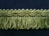 FT1117 26mm Dusky Hush Green Looped Fringe on a Decorated Braid - Ribbonmoon
