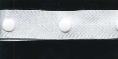 POP6 25mm White Polyester Popper Snap Tape, 20 Fastenings per Metre - Ribbonmoon