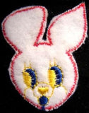 M030 47 x 55mm Bunny Rabbit Sew on Wooly Felt-Embroidered Motif