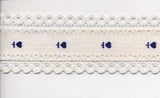 R1736 33mm Natural White cotton Ribbon with White Linen Lace Borders - Ribbonmoon