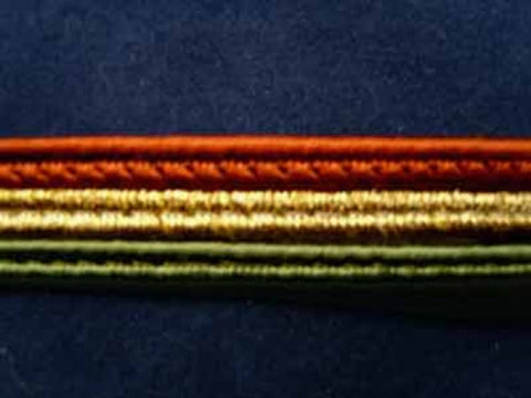 FT910 11mm Brown, Kahki Green and Metallic Gold Corded Braid Trimming - Ribbonmoon