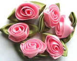 RB292 32mm Rose Pink Satin Ribbon Rose - Ribbonmoon