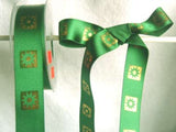 R5508 25mm Hunter Green Ribbon with a Metallic Gold Print - Ribbonmoon