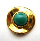 B14805 20mm Jade Green Half Ball Shank Button with a Gilded Poly Rim - Ribbonmoon