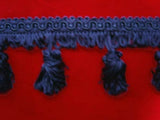 FT1154 6cm Rich Navy Tassel Fringe on a Decorated Braid - Ribbonmoon