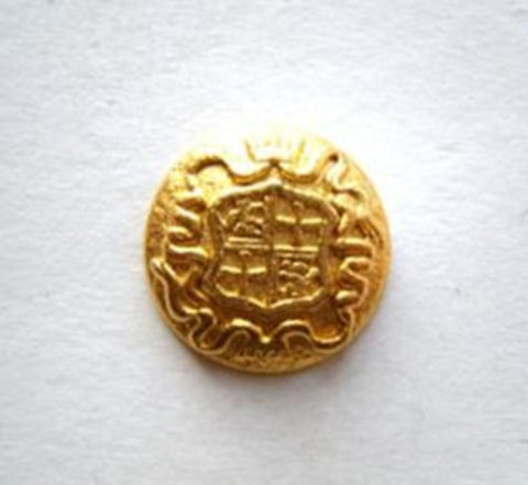 B6599 15mm Gold Heavy Metal Alloy Shank Button, Coat of Arms Design - Ribbonmoon