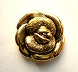B12040 17mm Gilded Gold Poly Rose Design Shank Button - Ribbonmoon