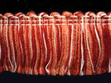 FT1502 37mm Terracotta, Coral and Natural Cut Ruched Fringing - Ribbonmoon