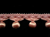 FT1713L Pale Dusky Pink Bobble Fringe on a Corded Braid