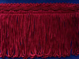 FT164 75mm Pale Burgundy Looped Fringe on a Decorated Braid - Ribbonmoon
