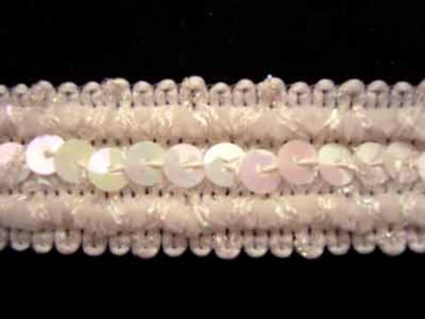 SQBRAID30 25mm Pearl White and Iridescent Sequin Braid Trim - Ribbonmoon