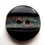 B10568 19mm Black and Iridescent Dinked Centre 2 Hole Button