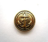 B16684 14mm Gilded Antique Gold Poly Shank Button, Anchor Design - Ribbonmoon