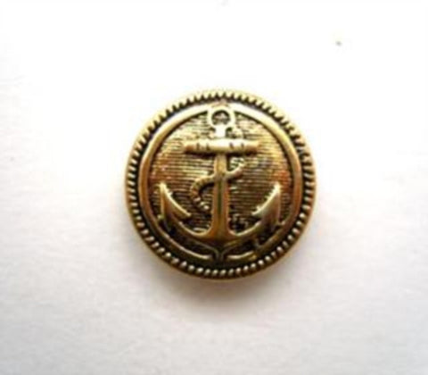 B16684 14mm Gilded Antique Gold Poly Shank Button, Anchor Design - Ribbonmoon