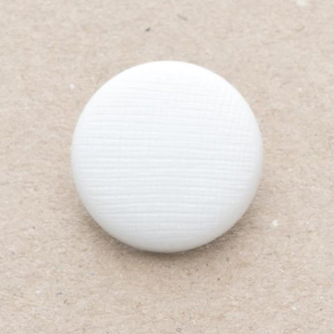 B15091 16mm White Domed Shank Button, Linen Effect Textured Surface