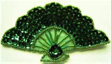 M219 11cm Metallic Greens Bead and Sequin Decorated Iron on Motif