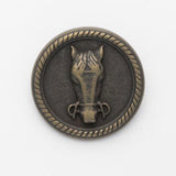 B13870 18mm Antique Brass Metal Horses Head Shank Button