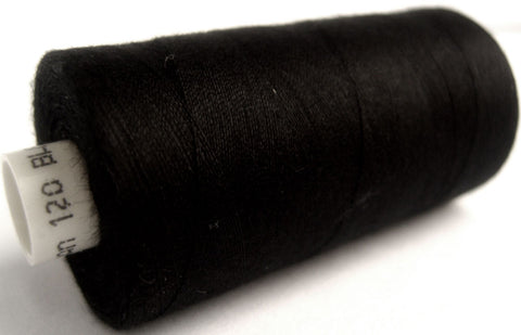 MOON BLACK Coats Sewing Thread,Spun Polyester 1000 Yard Spool, 120's