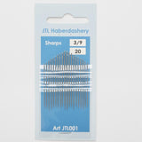N022 Sharps Hand Sewing Needles Size 3/9, 20 Needles