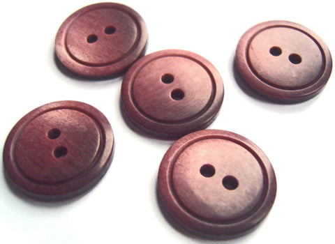 B13814 18mm Frosted Burgundy Bone Sheen 2 Hole Button, Ring Edged