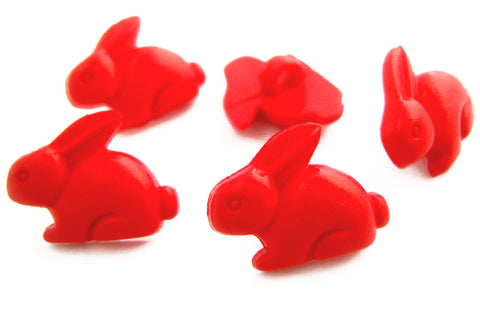 B16793 19mm Red Bunny Rabbit Shaped Novelty Childrens Shank Button