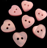 B7626 11mm Pale Pink Pearlised Surface Love Heart Shape 2 Hole Button