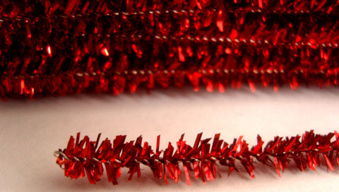 Pipe Cleaner 14 Metallic Red Tinsel Stem 6mm x 31cm (12" inch)