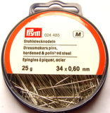PIN01 Dressmakers Pins 34mm x 0.6mm Hardened Polished Steel. 25g Tub - Ribbonmoon