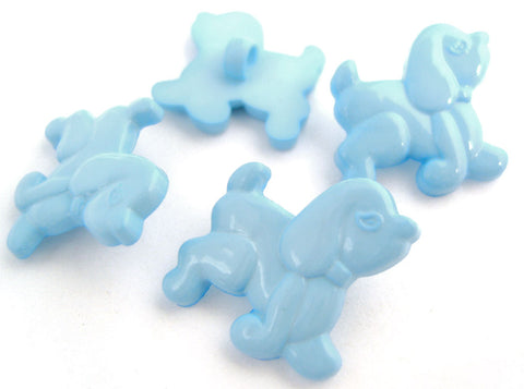 B11519 22mm Blue Poodle Dog Gloss Nylon Childrens Shank Button