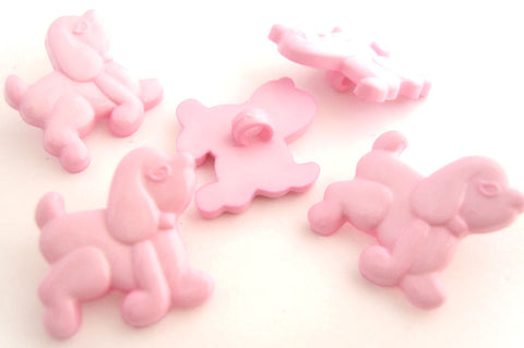 B11520 22mm Pink Poodle Dog Gloss Nylon Childrens Shank Button