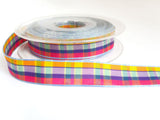 R0015 15mm Lilac and Mixed Colour Gingham Check Ribbon by Berisfords