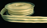 R0044 15mm Cream Satin-Sheer-Metallic Gold Stripe Ribbon by Berisfords