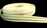 R0046 15mm Bridal White Satin-Sheer-Metallic Gold Stripe Ribbon,Berisfords