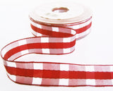 R0069 25mm Reds-White Banded Gingham Ribbon by Berisfords