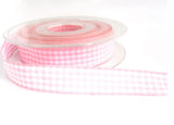 R0076 15mm Pink Polyester Gingham Ribbon by Berisfords