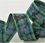 R0077 25mm Flower of Scotland Tartan Stag Print Ribbon by Berisfords