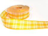 R0091 25mm Yellow Polyester Gingham Check Ribbon by Berisfords