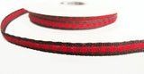 R0119 8mm Black-Red Rustic Woven Gingham Ribbon By Berisfords