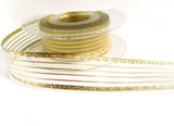 R0133 25mm Metallic Gold and Silver Striped Sheer Ribbon by Berisfords