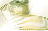 R0134 52mm Metallic Gold and Silver Striped Sheer Ribbon by Berisfords