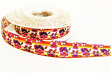 R0199 17mm Mixed Colour Flowery Printed Taffeta Ribbon by Berisfords