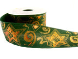 R0243 39mm Forst Green Ribbon with a Gold and Copper Metallic Print