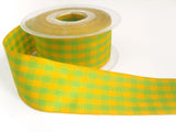 R0271 40mm Yellow and Green Polyester Gingham Ribbon