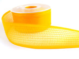 R0310 40mm Gold Yellow Woven Sheer Ribbon, Wire Edge